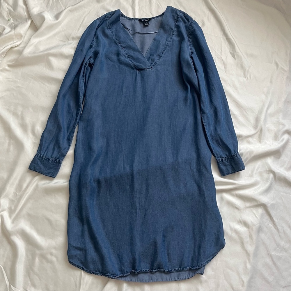 Joe Fresh Chambray Denim Tunic Dress V-Neck Medium